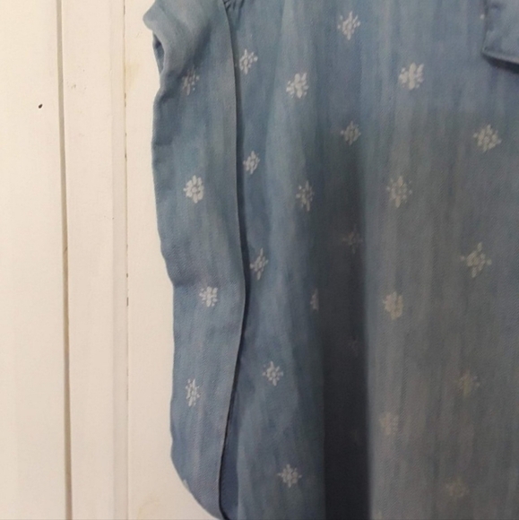 Maurices Printed Chambrey Denim Shirt Dress Button Down Short Sleeve Medium EUC - Picture 7 of 11